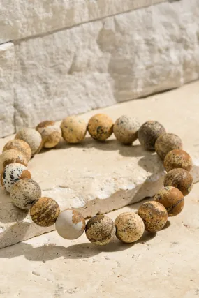 NATURAL STONE BEAD BRACELET (PICTURE JASPER)