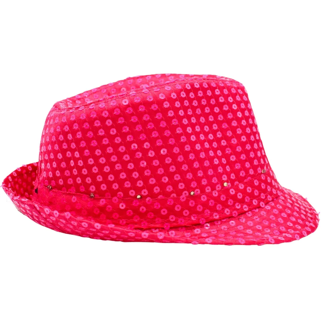 Neon Pink LED Fedora with 14 White Lights (Each)