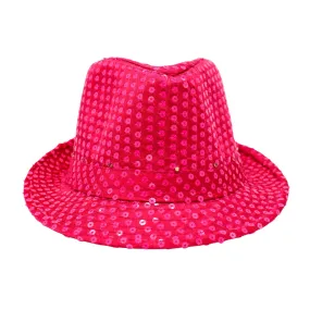 Neon Pink LED Fedora with 14 White Lights (Each)