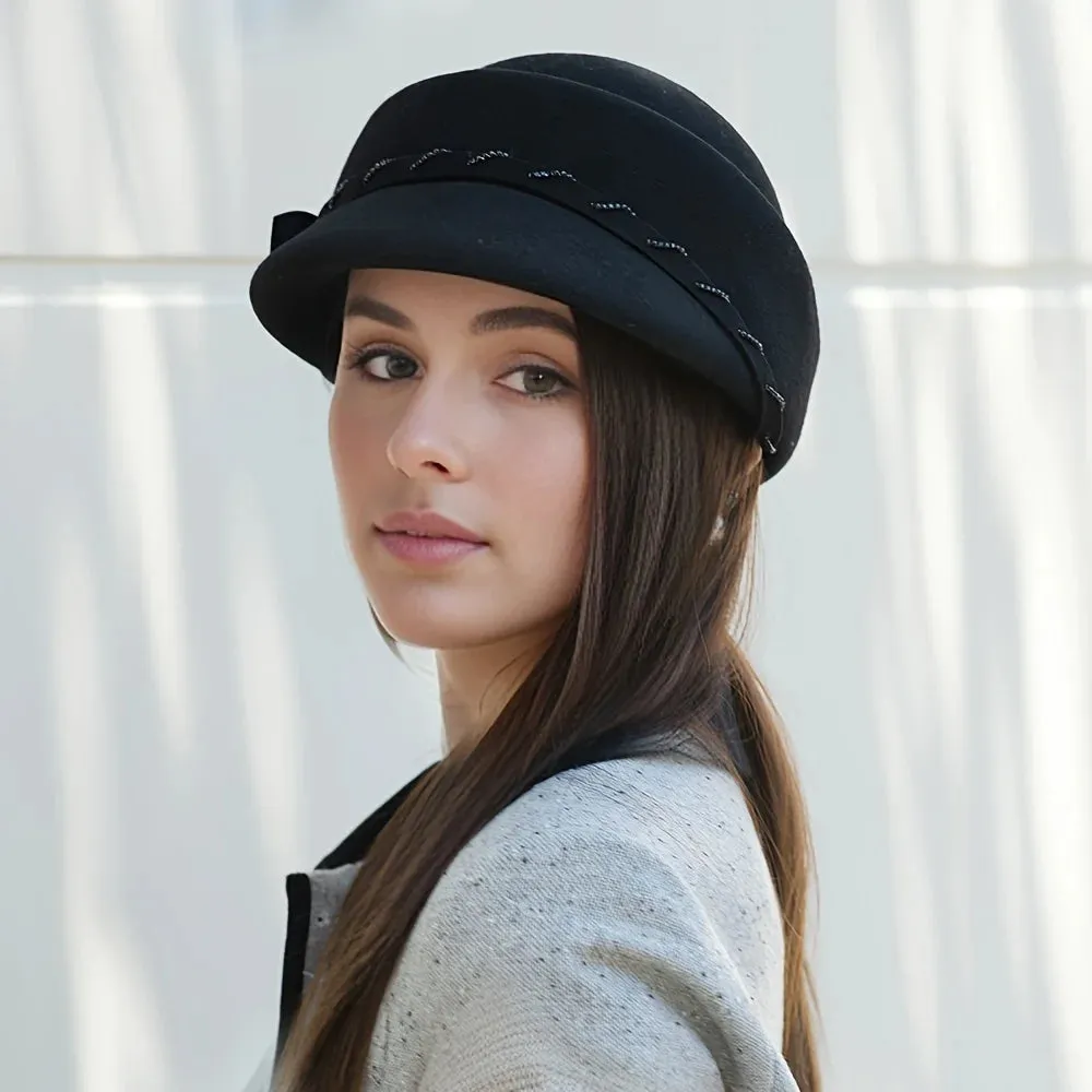 New Hat Women's Bow Decoration Simple Fashionable Pot Wool Hat