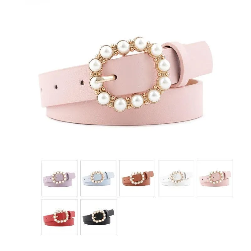 Pearl Buckle Decorative Belt