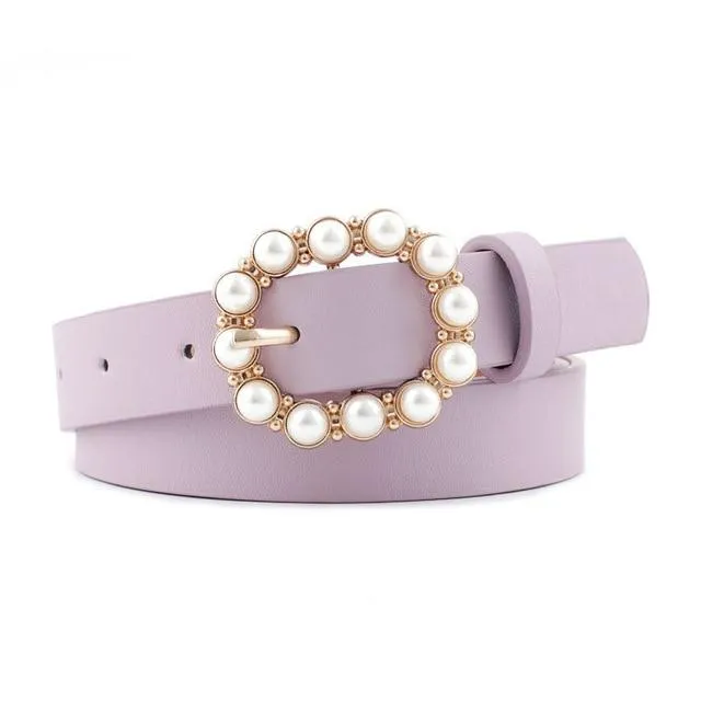 Pearl Buckle Decorative Belt