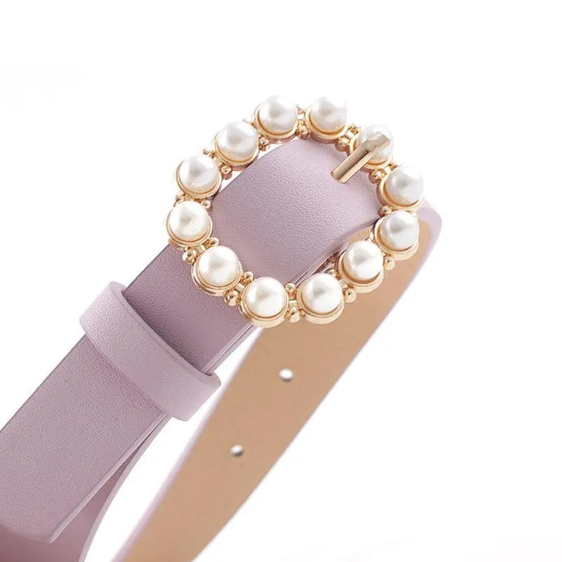 Pearl Buckle Decorative Belt