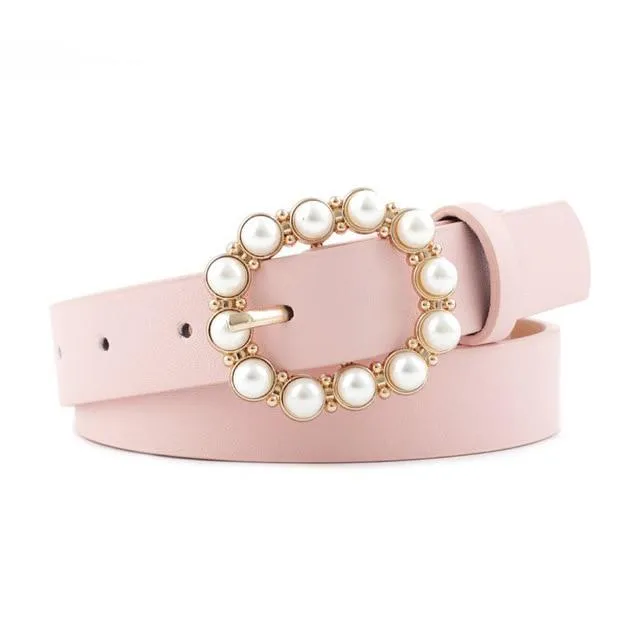 Pearl Buckle Decorative Belt