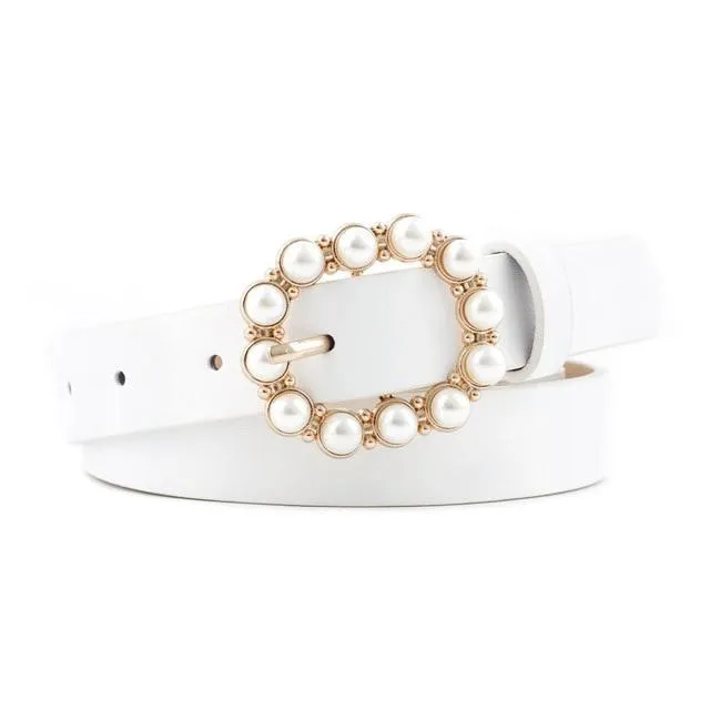 Pearl Buckle Decorative Belt