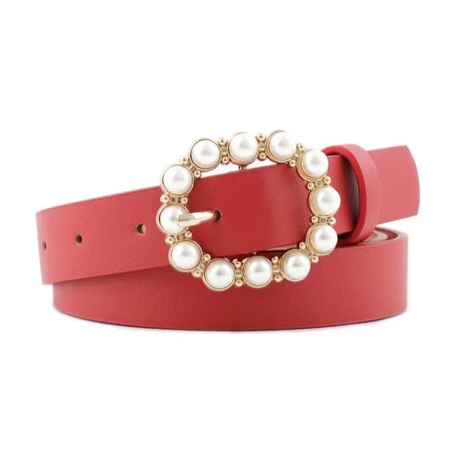 Pearl Buckle Decorative Belt