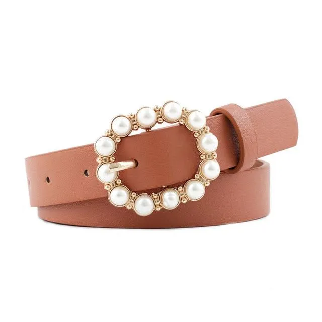 Pearl Buckle Decorative Belt