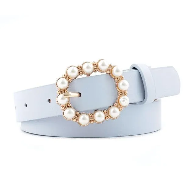 Pearl Buckle Decorative Belt