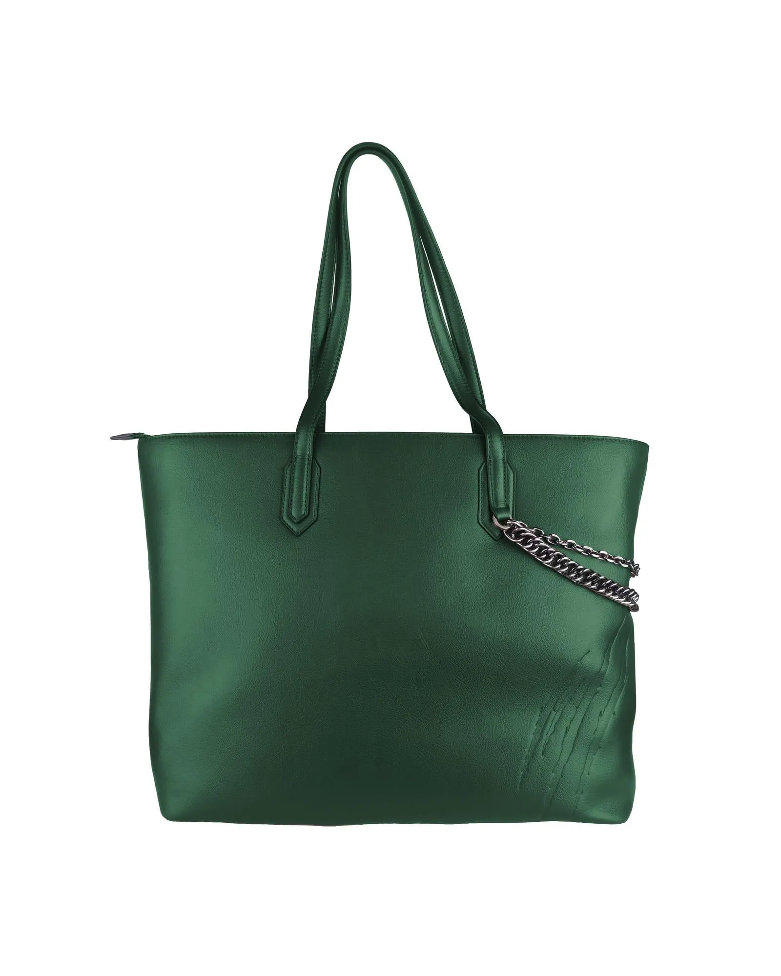 Plein Sport Tiger Embossed Leather Shoulder Bag Green