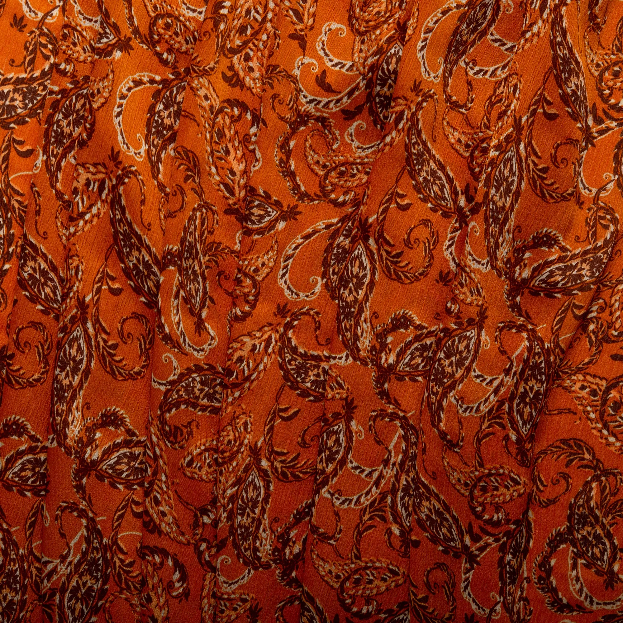 Printed polyester - MARCELINE - Paisley - Carrot