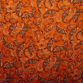 Printed polyester - MARCELINE - Paisley - Carrot