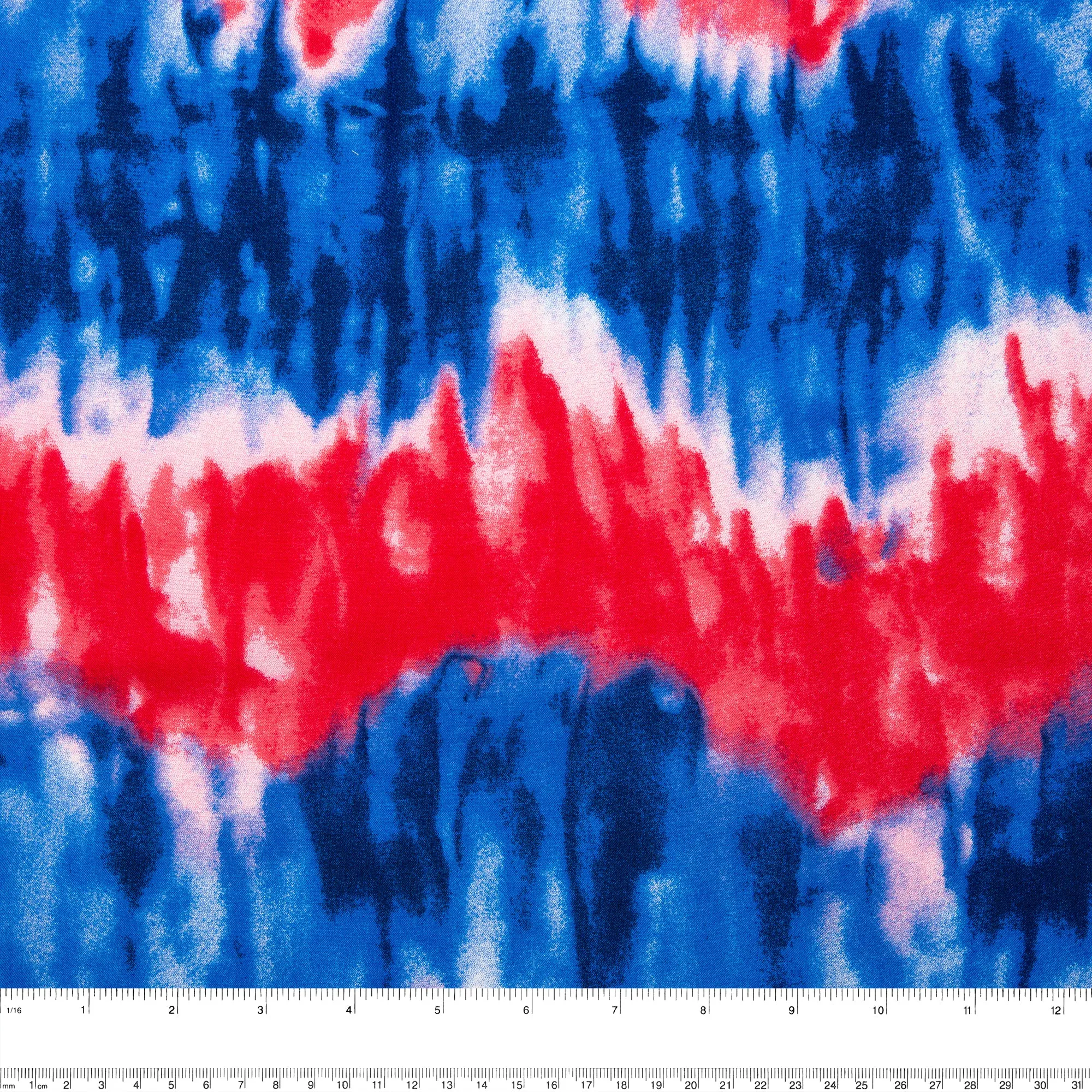 Printed rayon - ANDREA - Tie dye - Red / Blue