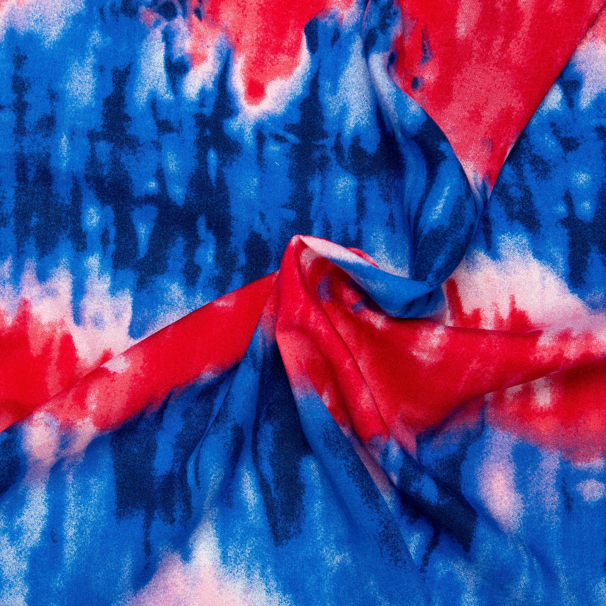 Printed rayon - ANDREA - Tie dye - Red / Blue