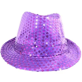 Purple LED Fedora with 14 White Lights (Each)