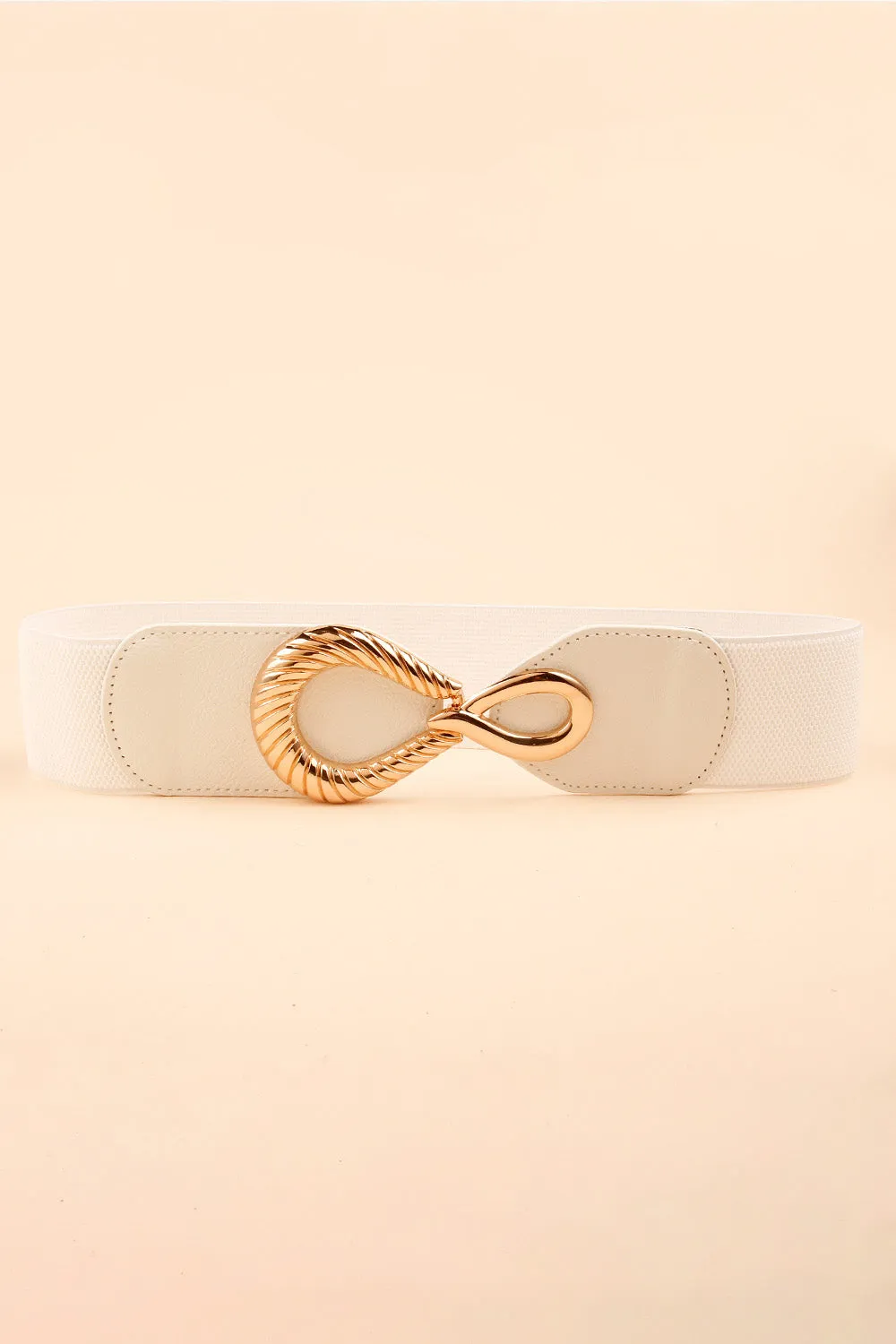 Ribbed Alloy Buckle Elastic Belt