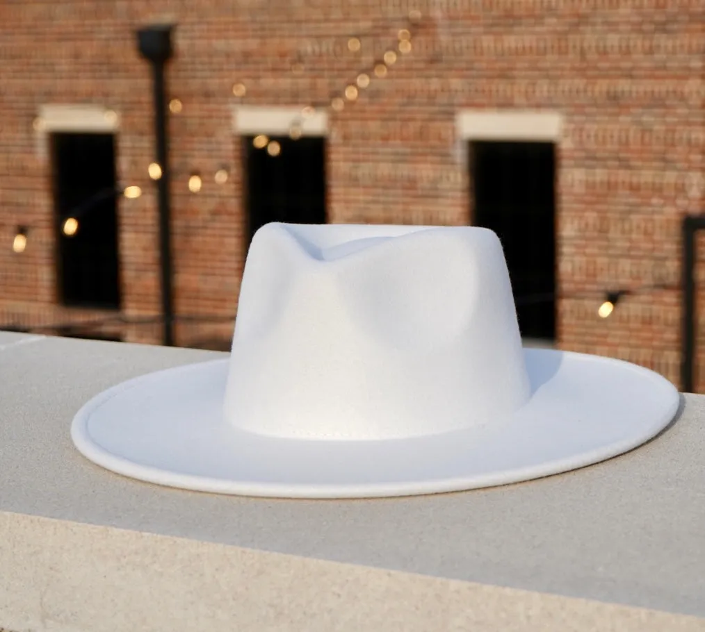 Savannah Wide Brim Fedora - White