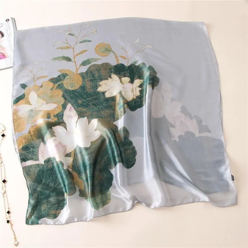 Silk Floral Vintage Bandanas Scarf