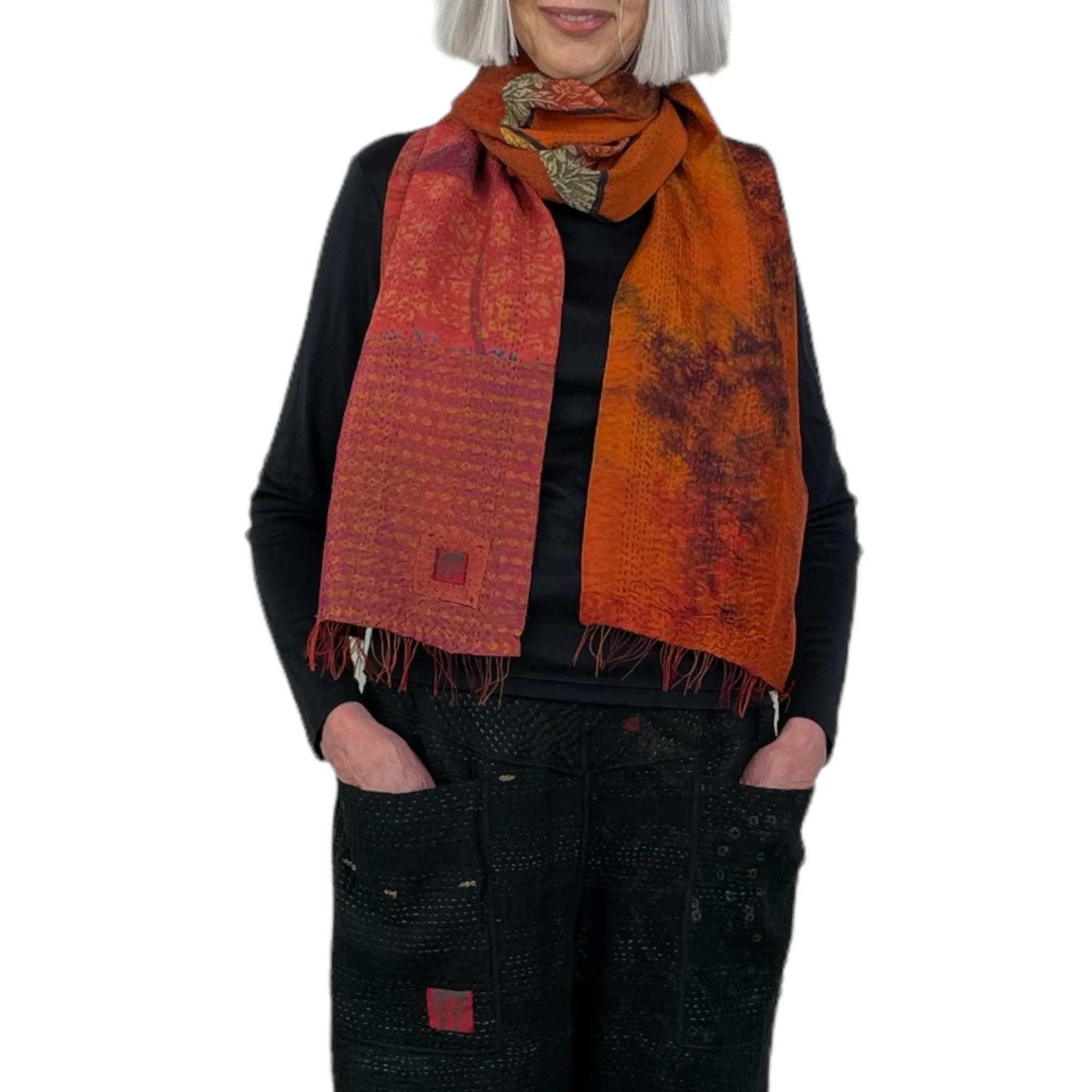 SILK GEORGETTE PATCH SCARF