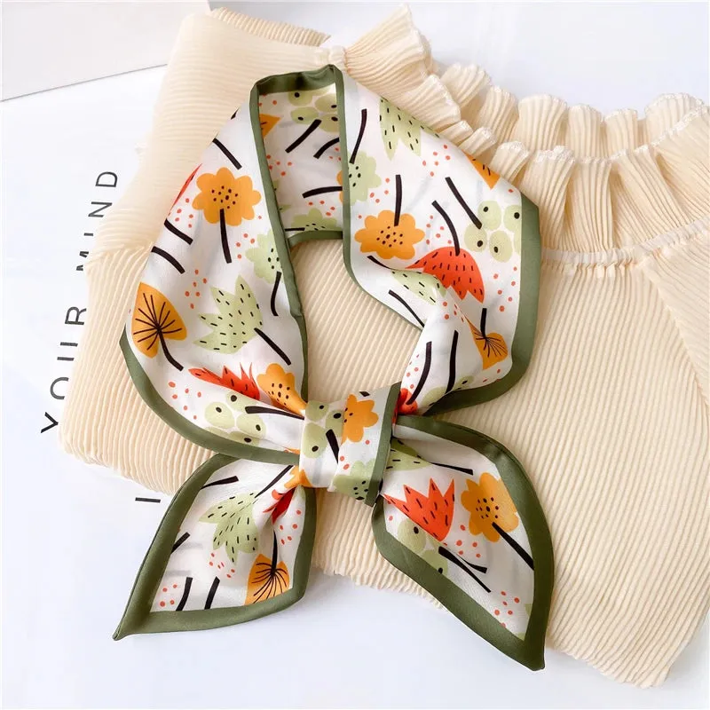 Silk Scarf Printed Tie Hair Ribbons