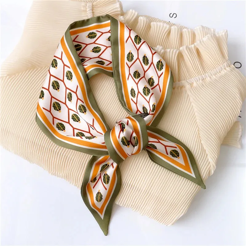 Silk Scarf Printed Tie Hair Ribbons