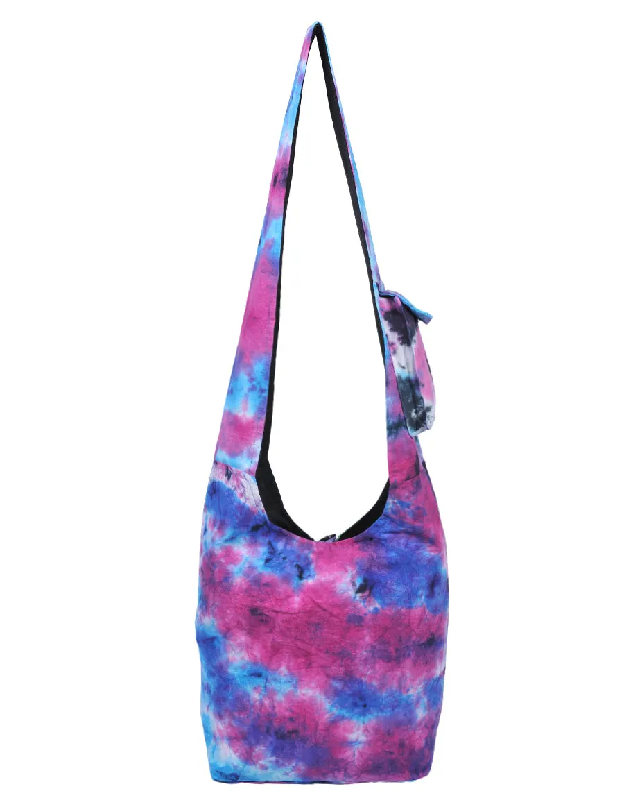 Skull Print Tie Dye Cotton Hobo Bag