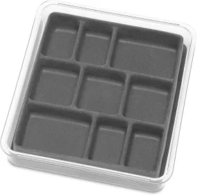 Stackable 9 Section Jewelry Tray – Grey & White