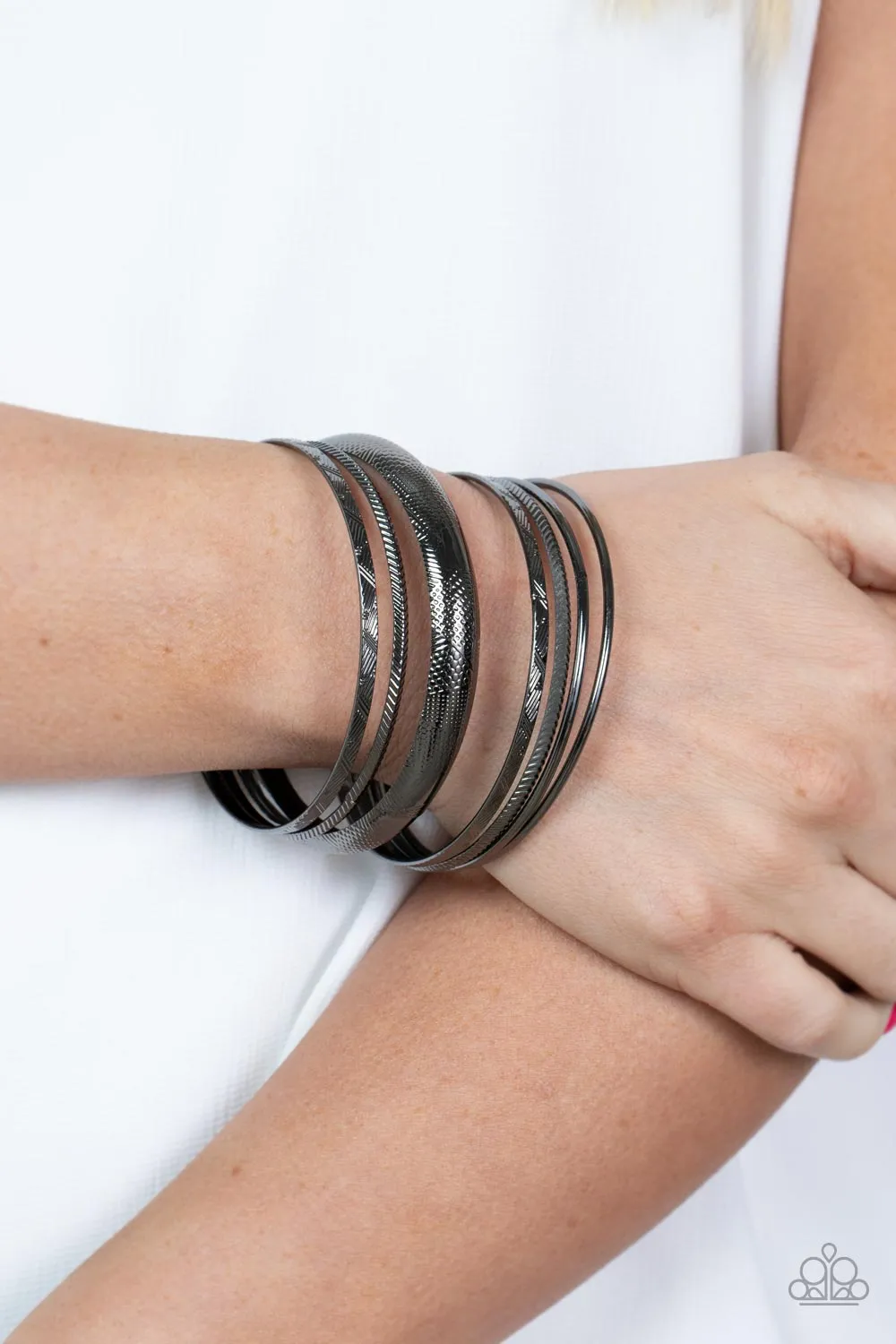 Stackable Stunner - Black Bangles - Paparazzi Accessories