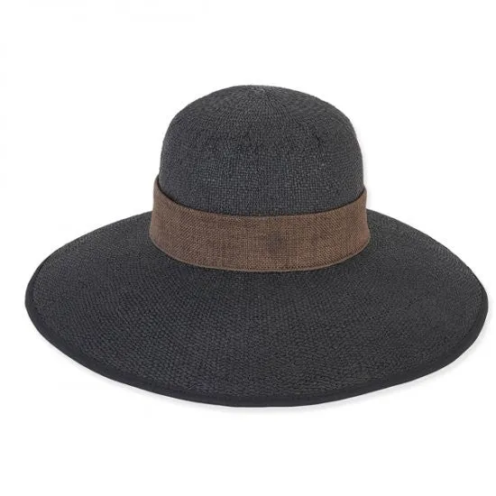 Sun 'N' Sand - Jaylight Straw Wide Brim Hat with Linen Scarf