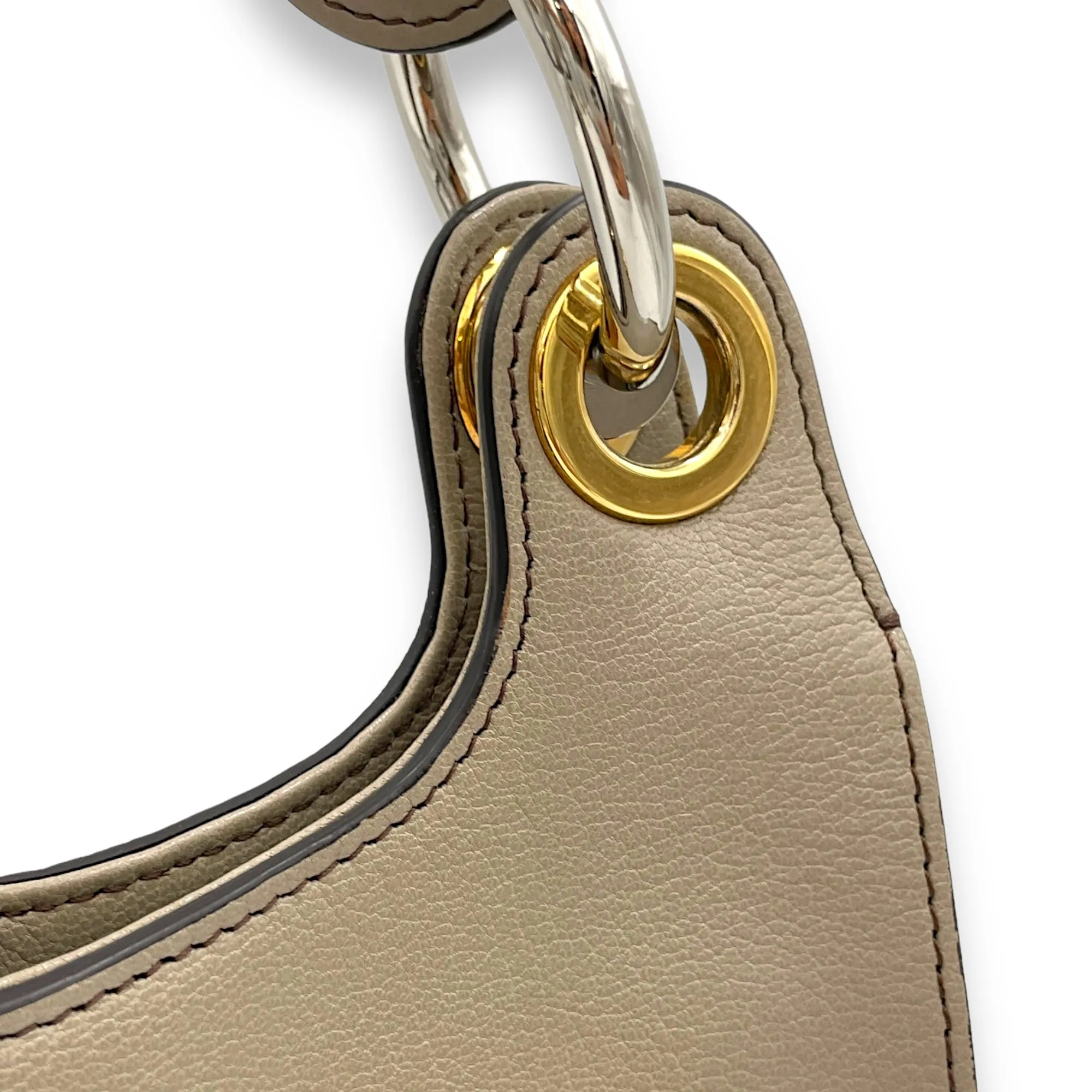 Tess Hobo Shoulder Bag  Grey in Calfskin , Gold Hardware