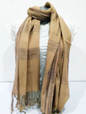 Thai Silky Plaid Scarf in Beige