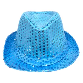 Turquoise LED Fedora with 14 White Lights (Each)