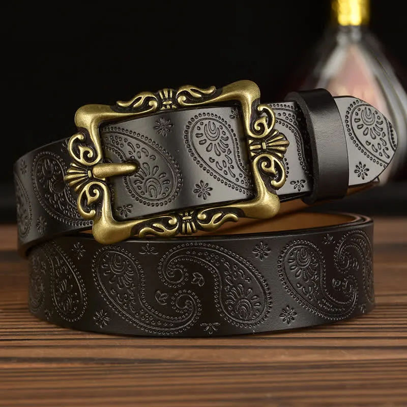 Women's Retro Floral Decorative Leather Belt